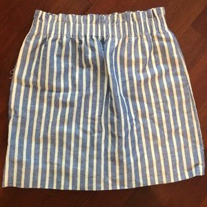 J. CREW FACTORY Blue White Striped Linen Blend Paperbag Skirt 6 Lined Pockets!